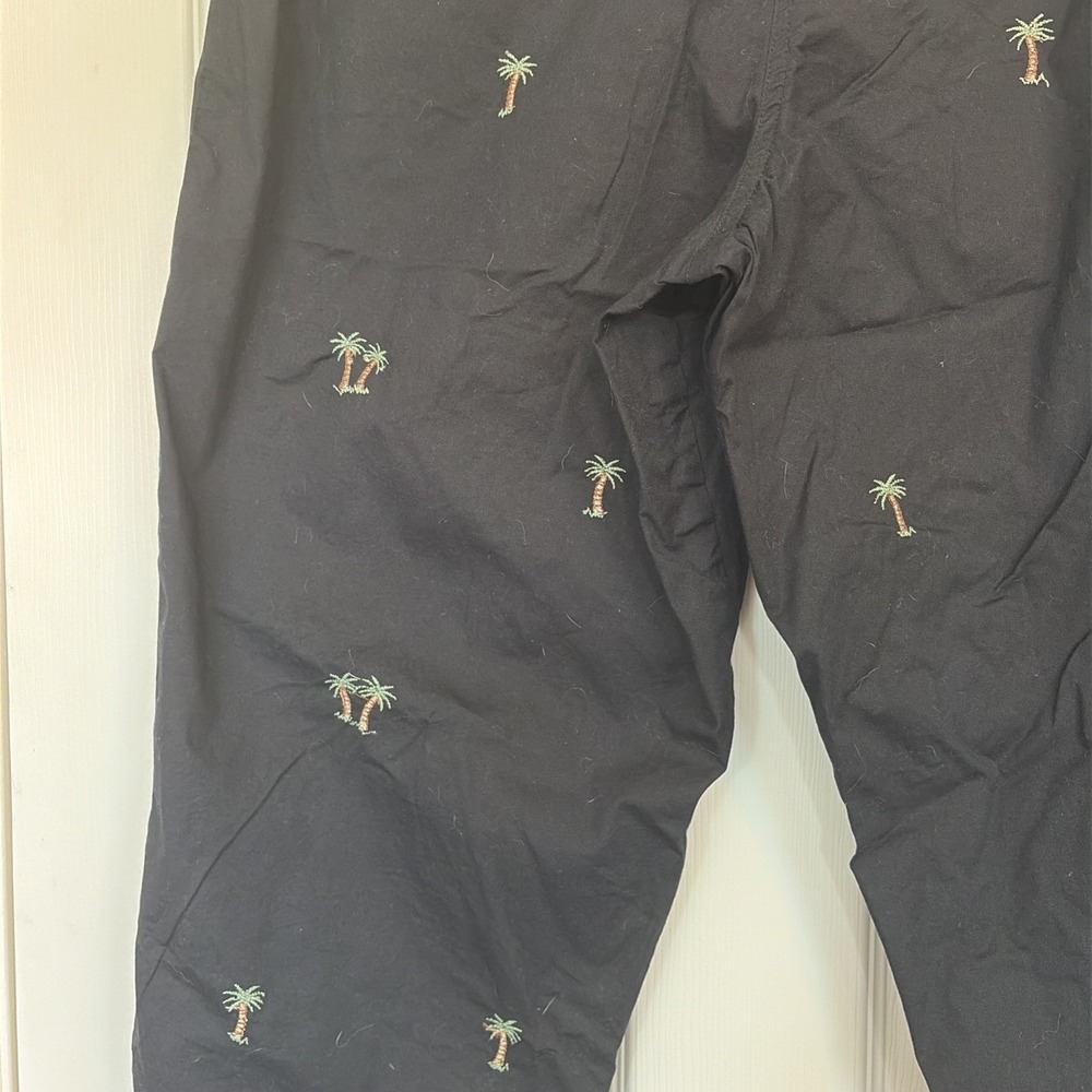 Moka Sport Women 16 Capris Black Embroidered Palm Trees Cotton Spandex Golf - Picture 6 of 7